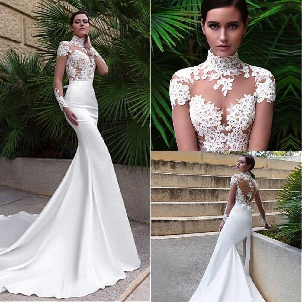 high neck mermaid wedding dress