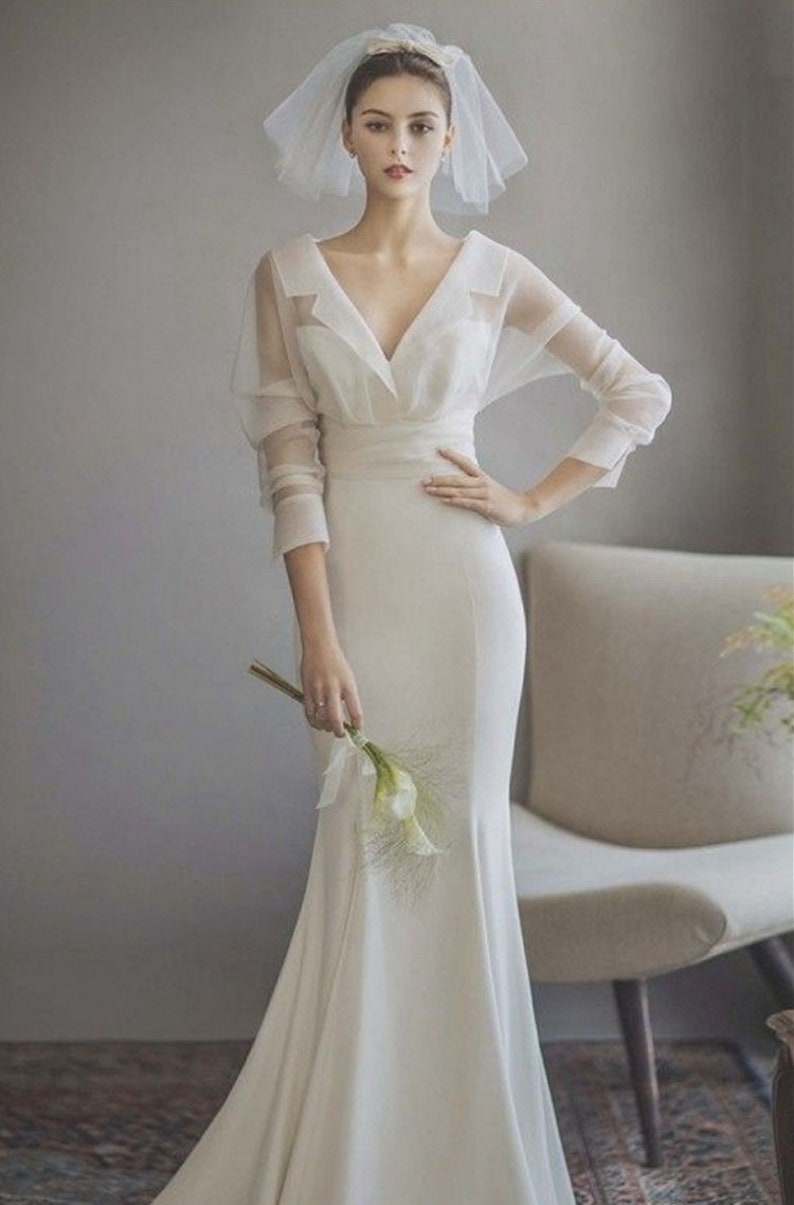 Ivory Wedding Dress Tulle Wedding Gown Modest Bride Dress Etsy