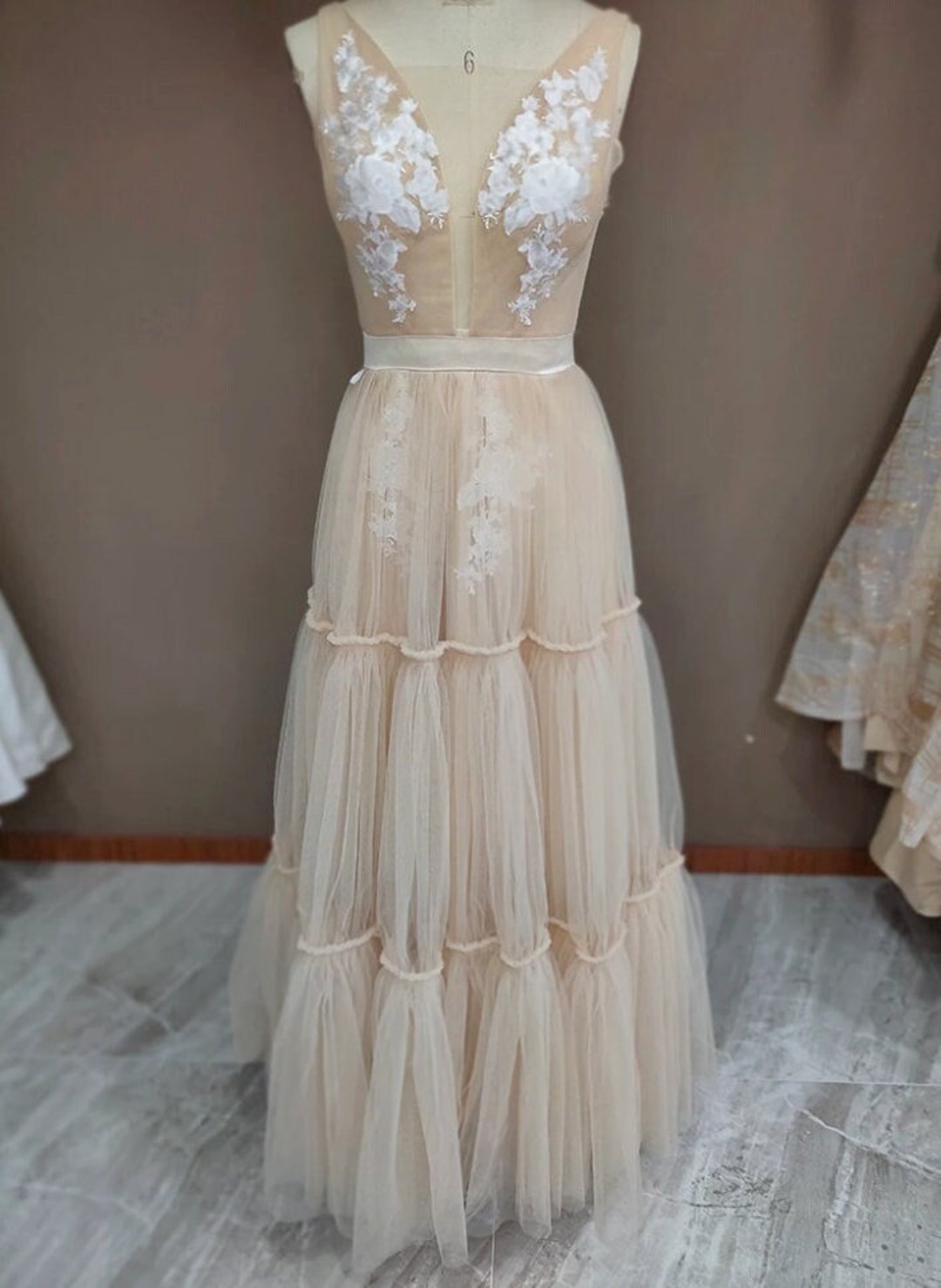 Lace Wedding Dress Tulle Wedding Dress Floral Wedding Dress - Etsy
