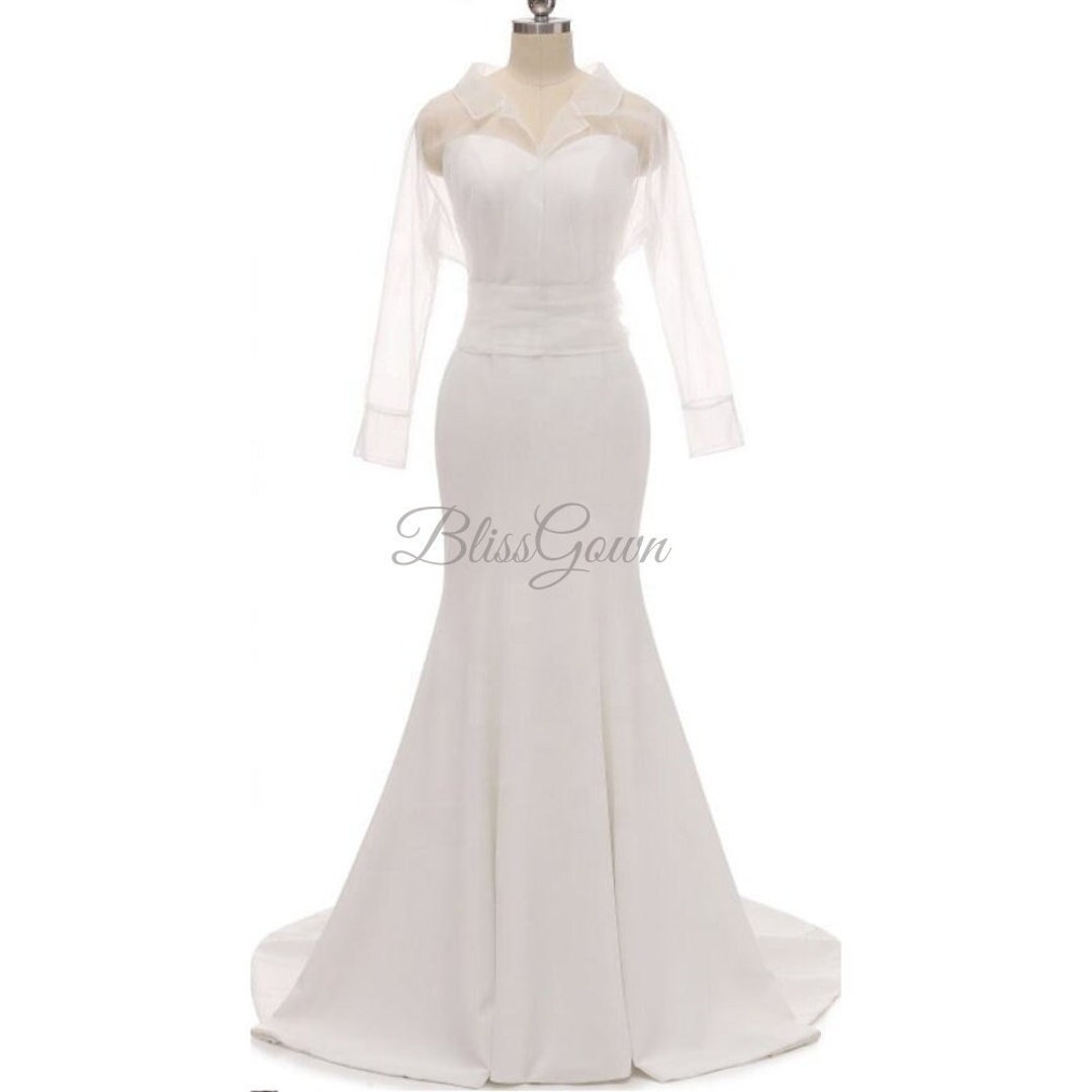 Modest Wedding Dress Tulle Wedding Dress Simple Wedding Etsy