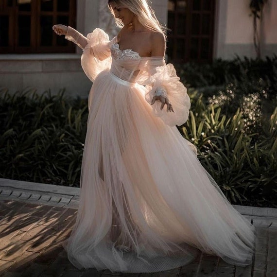 bohemian wedding dress tulle