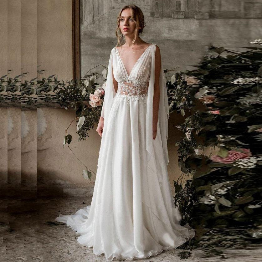 Chiffon Applique Wedding Dress Beach 