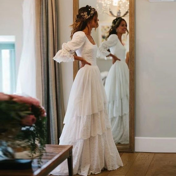 rustic lace wedding dress with sleeves
