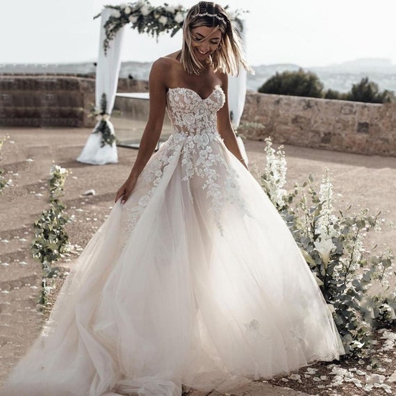 Boho Wedding Dress Lace Bridal Dress 
