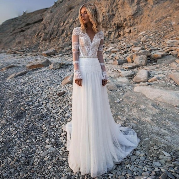 bohemian wedding dress tulle