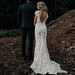 Boho Wedding Dress, Lace Bridal Dress,  Bohemian Mermaid Wedding dress, Lace Open Back Wedding Dress, V-Neck Bridal Dresses, Custom Dress 