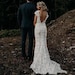 Boho Wedding Dress, Lace Bridal Dress,  Bohemian Mermaid Wedding dress, Lace Open Back Wedding Dress, V-Neck Bridal Dresses, Custom Dress 