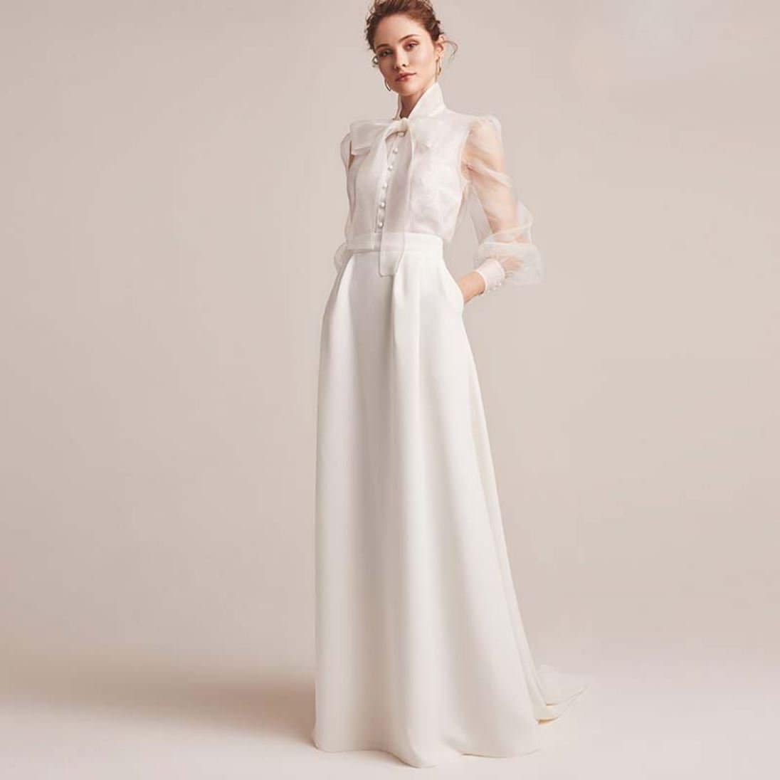 White Wedding Dress Vintage Long Sleeves Wedding Dress A - Etsy