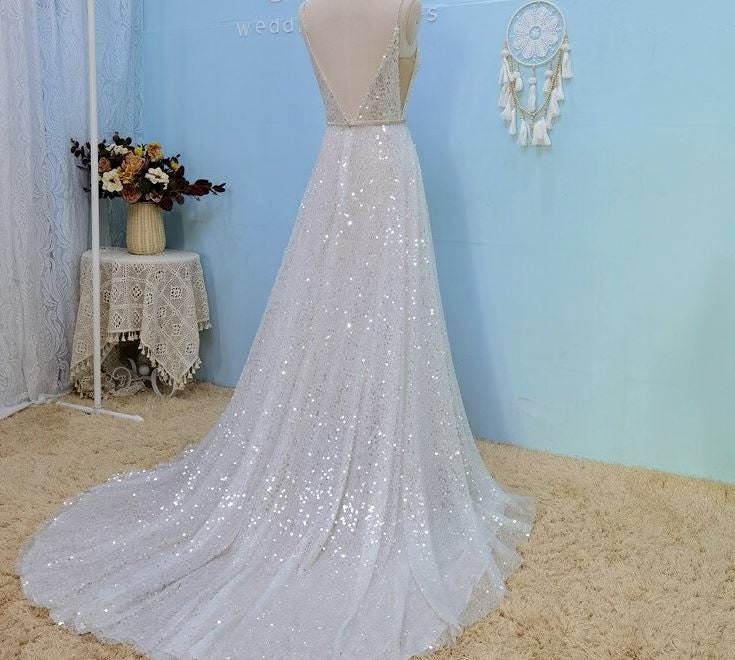Boho Wedding Dress Lace Bridal Dress Tulle Wedding Dress | Etsy UK