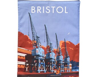 Bristol Waterfront Tea Towel - Dish Towel - Bristol Skyline - City Art