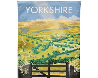 Yorkshire God's Own County Tea Towel - Dish Towel - Tudor Gifts - Nature Art