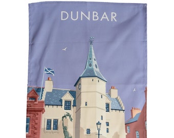 Tolbooth Tea Towel - Dunbar print - Kitchen Towel - Scottish Coast - Town Art