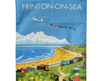 Frinton-on-Sea Beach Tea Towel - Dish Towel - Essex Art - Seaside Gifts