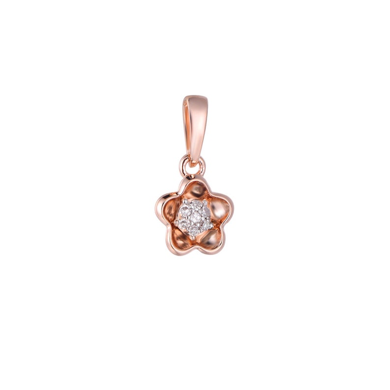 Diamond Pendant Flower Pendant Minimalist Diamond Pendant Dainty Diamond Pendant Cluster Pendant Gift for Her