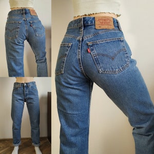 Vintage Levis 504 Jeans Blue Denim Straight High Waist Men Women