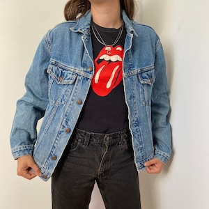 Vintage Levis Damen-Jeansjacke Größe XS-S 90er Jahre Levis Trucker Jacket Medium Wash