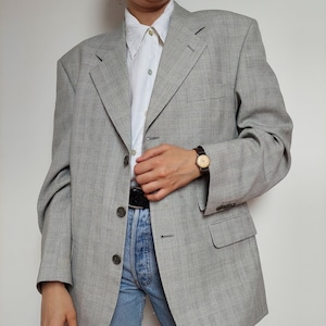 Vintage Wool blazer / Checked wool blazer / Size S-M / Oversized blazer / Wool suit for men
