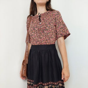 Vintage Floral Dress for Women / Size S / Flower Print Summer Dress / Colorful Cotton  Midi Dress