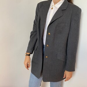 Vintage Wool Blazer in Gray for Women / Size M / Wool Suit Single Breasted Notch Collar Jacket with Pockets image 4