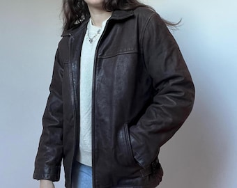 Vintage F & Co Dark Brown Soft Leather Blazer - 90s - Minimalist