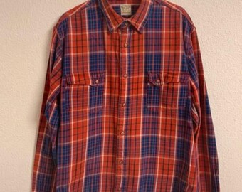 Levi&#39;s Western Wear Shirt for Men - Size Large - Red and Blue Checked Shirt Levi&#39;s Vintage Clothing Made in Italy