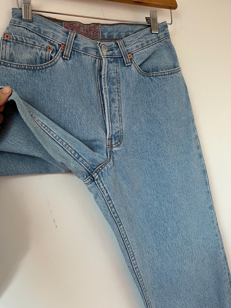 Vintage Levis 901 jeans W28 L30 Light Blue Wash 90s Levis Jeans image 4