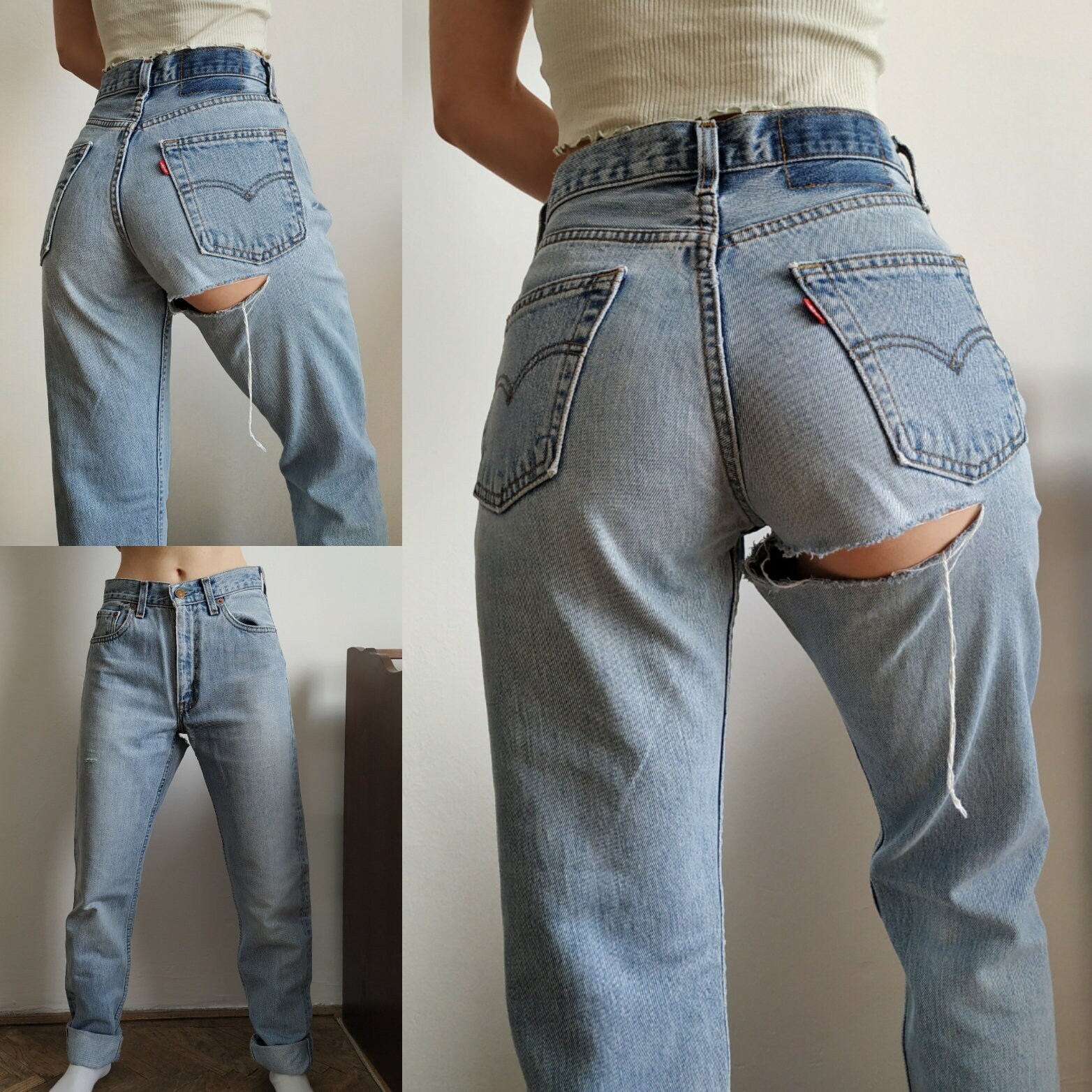 frekvens anekdote Enhed Vintage Levi's 534 W25 / Distressed Booty Rip / Light Wash - Etsy