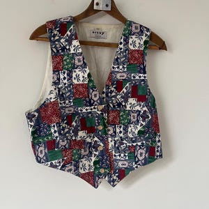 Vintage Patchwork Vest for Women – Size Medium - Colorful Vest Unique Cottagecore Style 100% Cotton