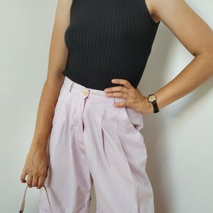 Vintage Bermuda Shorts for Women in Purple / Size M - EU:40 / 100% Cotton Summer Shorts High Waisted
