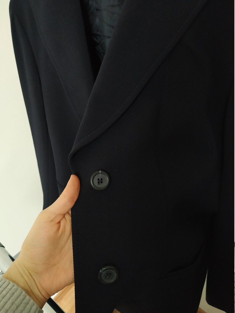 Vintage wool blazer; wool oversized blazer; navy blue suit; navy blue blazer; dark blue blazer women; oversized women blazer; wool suit
