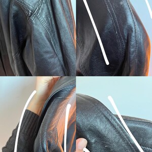 Vintage 90er Jahre Herren schwarze Lederjacke XL - Übergroßer Echtleder Reißverschlussmantel - Retro minimalistische Streetwear-Oberbekleidung Bild 12