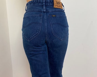 Classic Dark Blue High-Waisted Slim Fit Lee Rider Gossip Jeans / Size Small