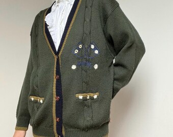 ヴィンテージオーストリアカーディガン - ウール30%トラハテン 