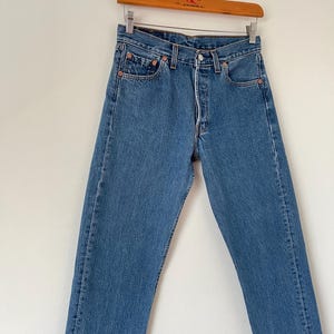 Levis 501 Vintage W28 L34 / Medium Blue wash Made in UK 90s / Vintage Levi&#39;s Straight Leg Red Tab Slim Fit