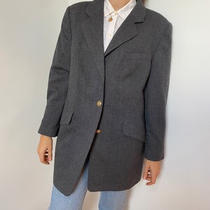 Vintage Wool Blazer in Gray for Women / Size M / Wool Suit Single Breasted Notch Collar Jacket with Pockets image 5