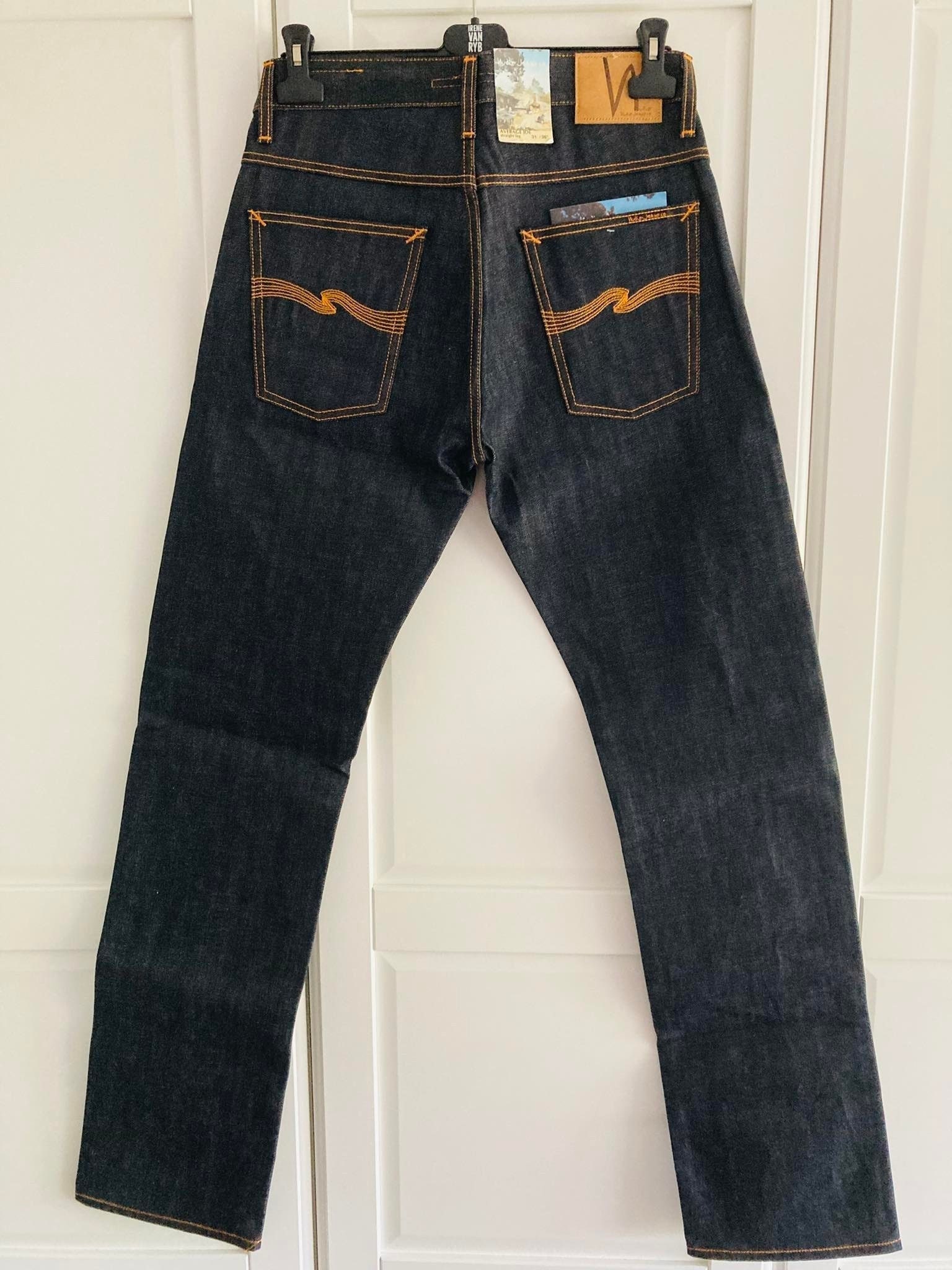 Abbigliamento Abbigliamento uomo Pantaloni Vintage Uomo Blu Denim KLIXS 1501 Pulsante strappato Western Casual Jeans Taglia 46 W 31 L 36 