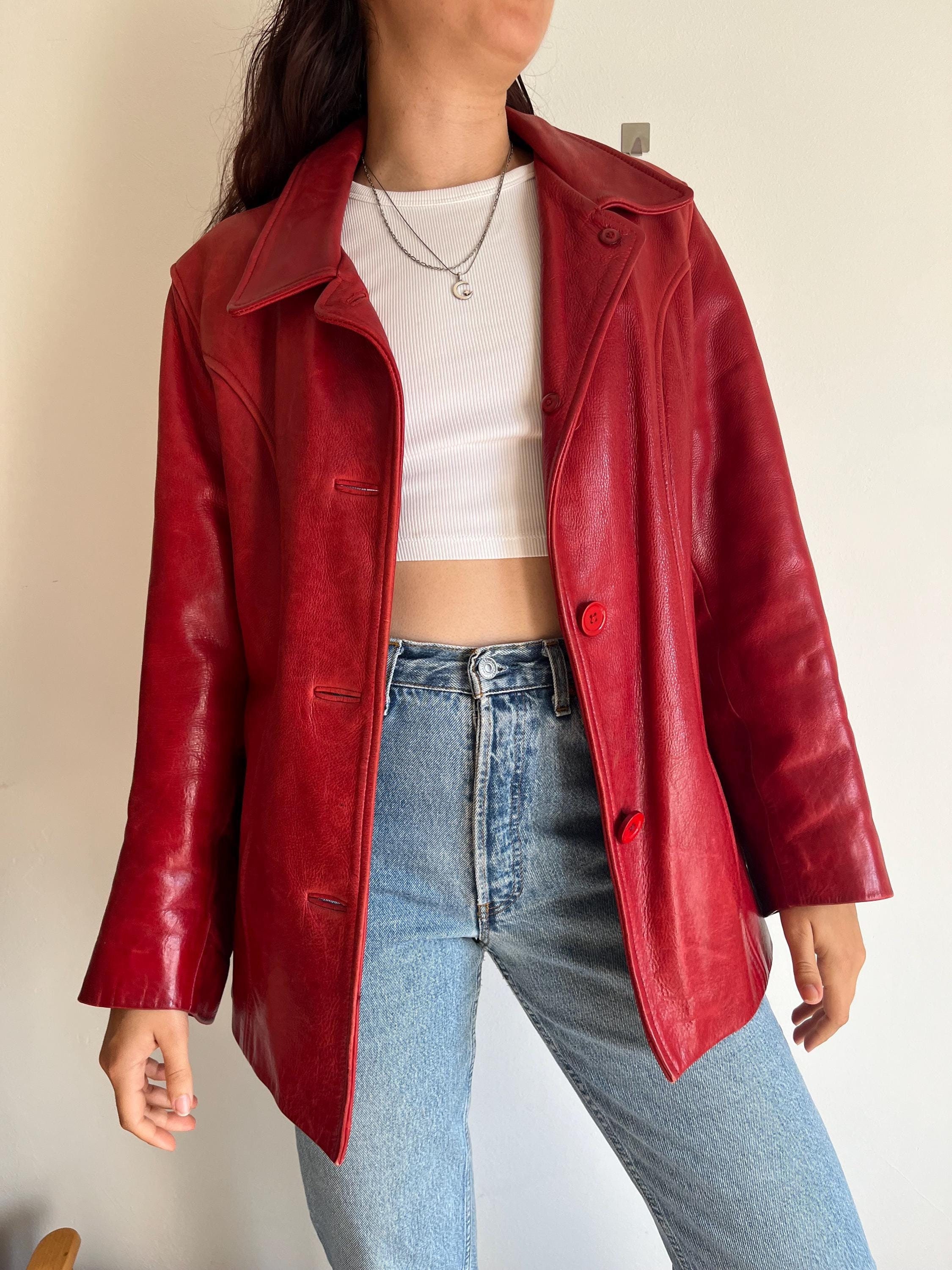 ジャケット・アウター archive vintage leather jacket red y2k archive vintage leather jacket red y2k