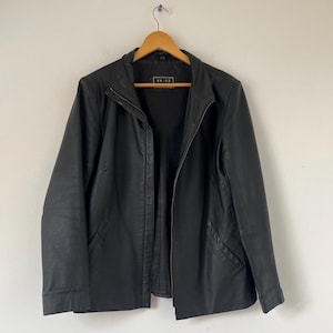 Leather Biker Jacket for Women in Black / Size S / Vintage Genuine Leather Moto Jacket / Y2K Style Short Zip Up