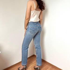 Levis 501 Jeans W28 L30 / Medium Blue wash Made in 90s / Vintage Levi&#39;s Straight Leg Red Tab Slim Fit