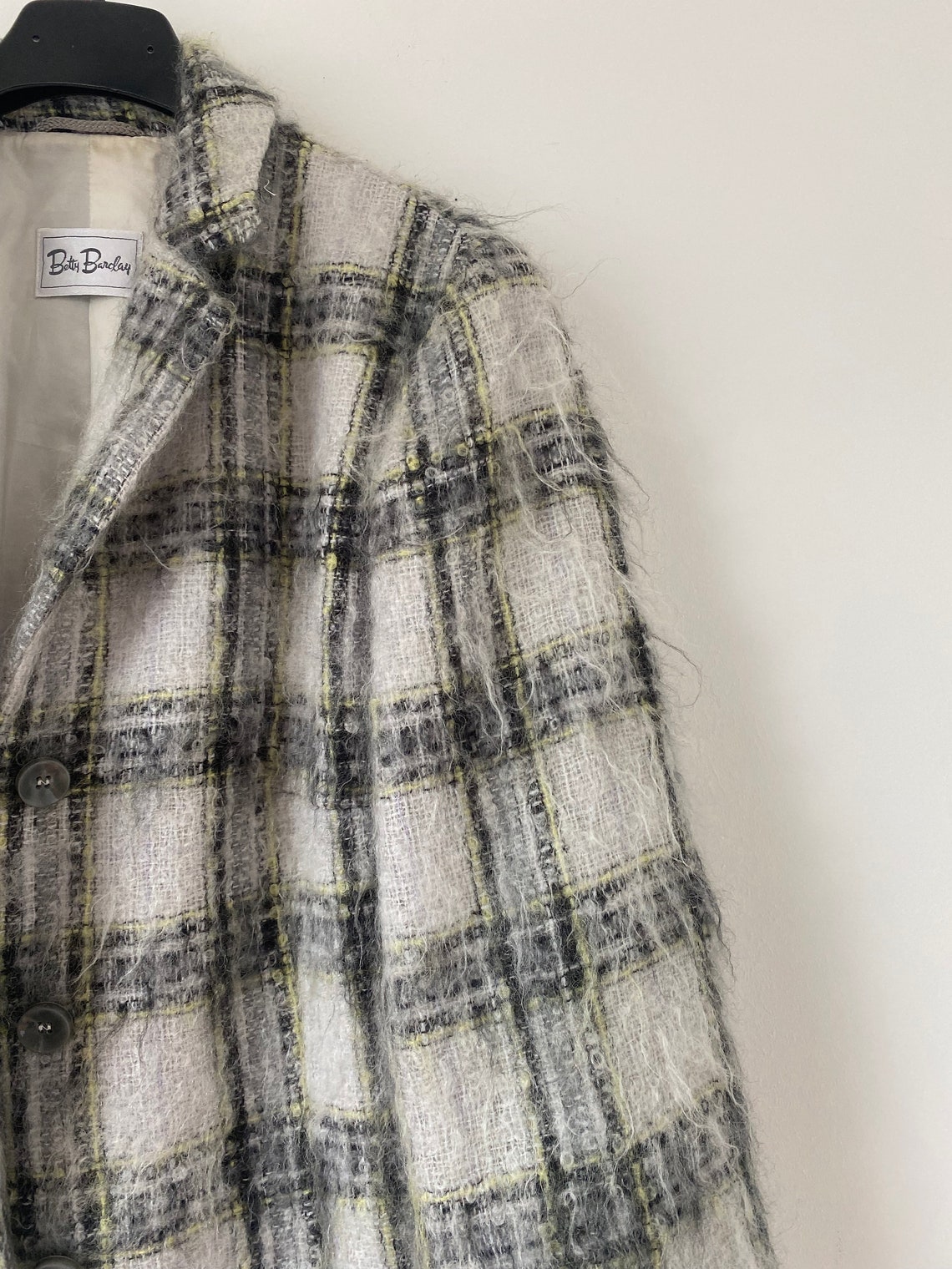Vintage Mohair Wool Blazer by Betty Barclay / Size Small / Checked Plaid Mohair Jacket / 80s 90s Boxy Fit Wool Blazer Tweed Style, Foto 4 von 5