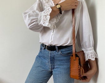 Real leather bag for women / Trachten Bag / Vintage Folk leather bag / Boho Leather / Leather Shoulder Bag / Handmade leather bag