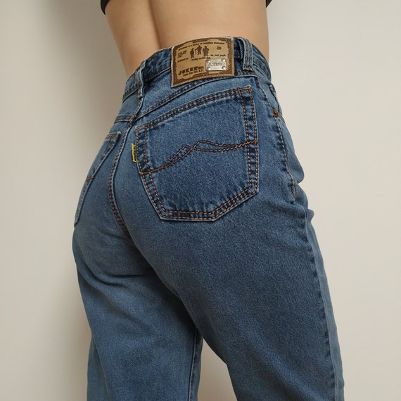 Vintage MOM jeans; high waisted; dark wash denim m