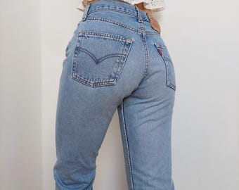 Levis 501 Jeans W25 L28 - Made in USA 90er Jahre - Medium Blue Wash / Gerades Bein Red Tab Levis Jeans