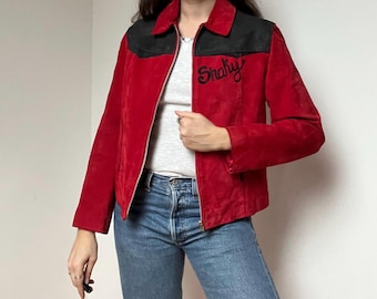 レディース レッド レザー ジャケット サイズ ミディアム 38