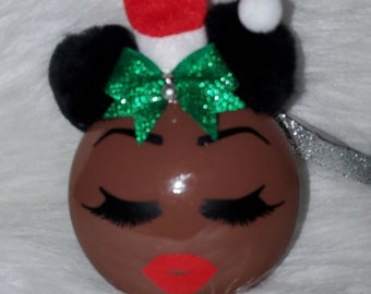 Custom Ornaments, African-American Ornament, Handmade Ornament, Brown Girls Ornament