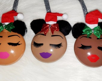 Brown Sugar Ornament Collection, Set of 3, African-American Ornament, Black Girls Ornament, Brown Girls Ornament