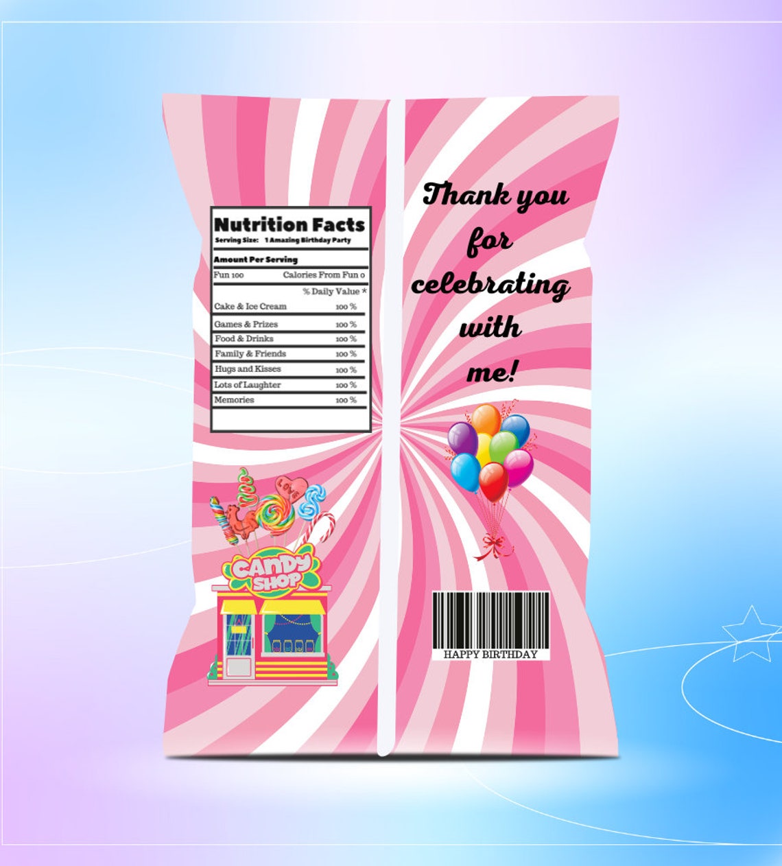 Custom Party Chip Bags, Party Favors, Chip Bag qty of 12 Etsy