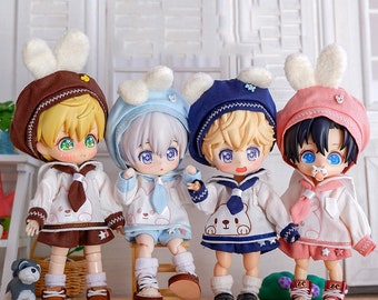 10 Colors Obitsu11 Clothes Fashion Rabbit Hat Dolls Sailor Suit