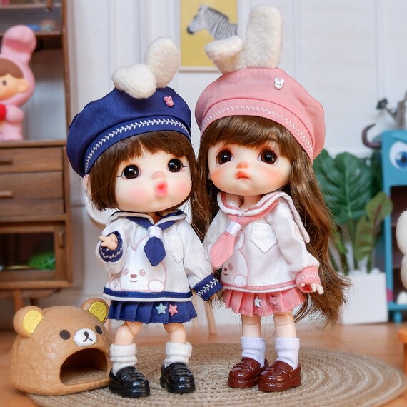 10 Colors Obitsu11 Clothes Fashion Rabbit Hat Dolls Sailor Suit