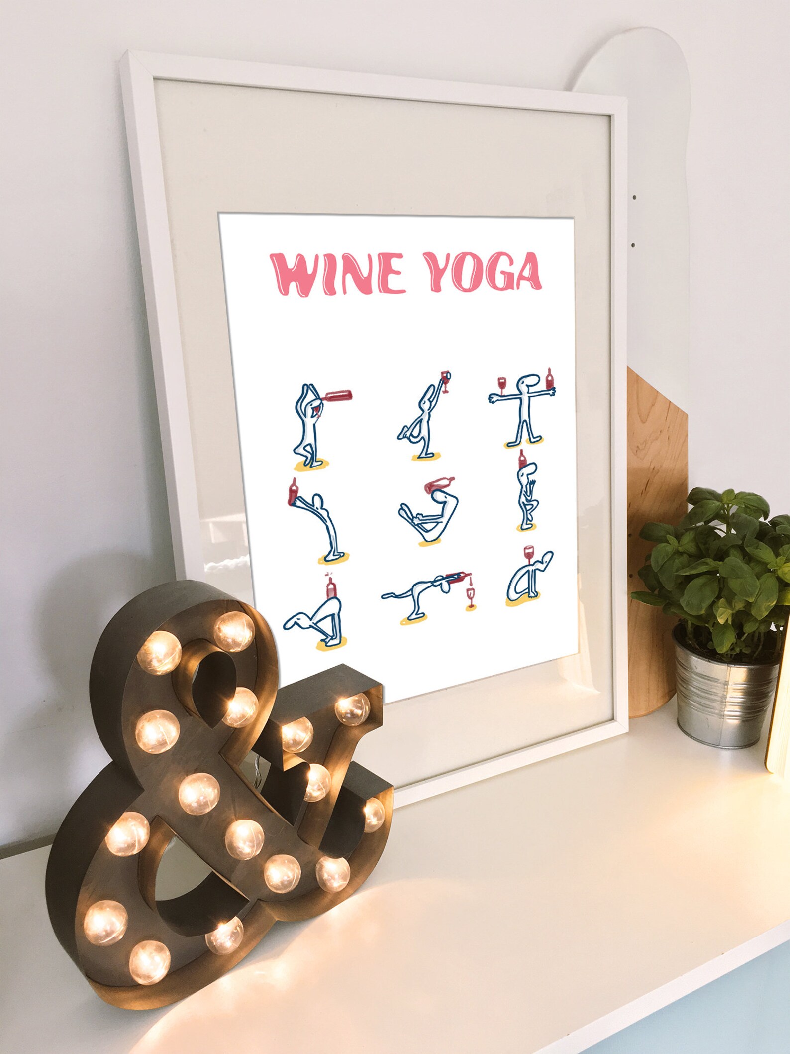 Illustration Happy fun wine yoga Etsy